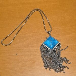 Silver and Blue Pendant Necklace